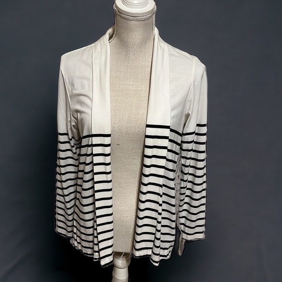 Summer & Sage cardigan, white/black stripe. Large - Picture 1 of 6